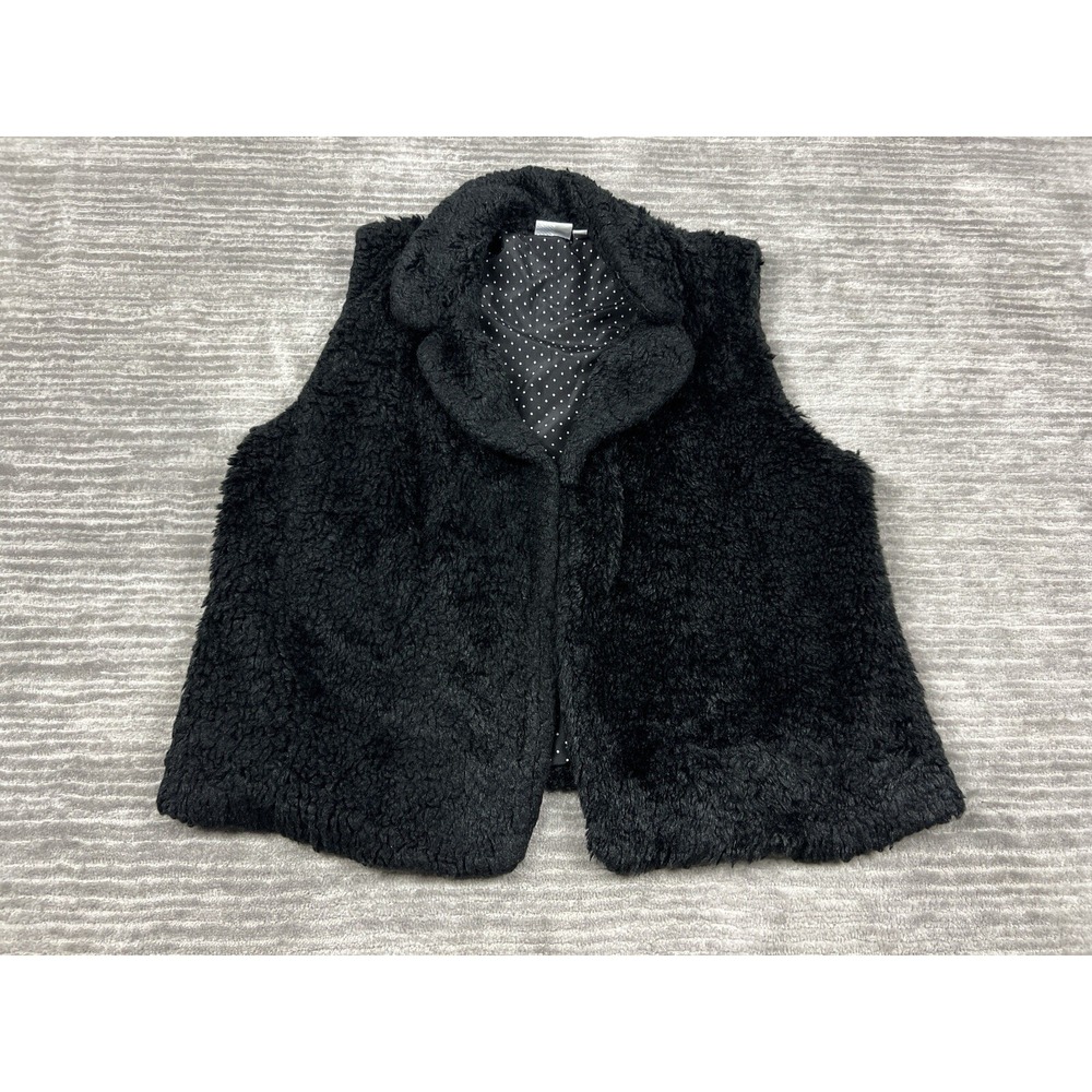 14th & Union‎ Sweater Womens XL Black Sherpa Open Front Polyester